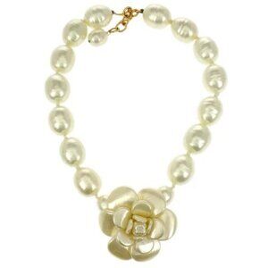 Chanel Artificial Pearl Chain Necklace Gold 97A 117285